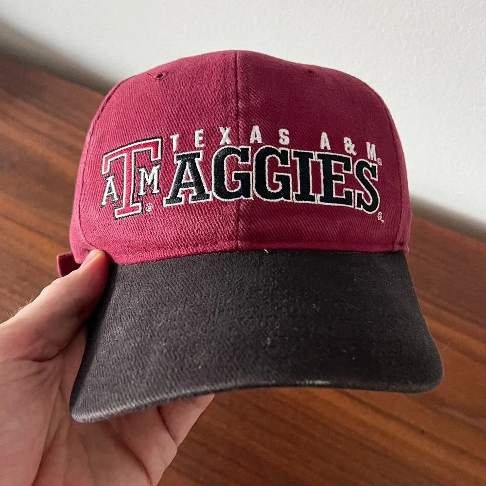 Vintage Texas A&M Aggies Hat Cap Adjustable Maroon Black NCAA College